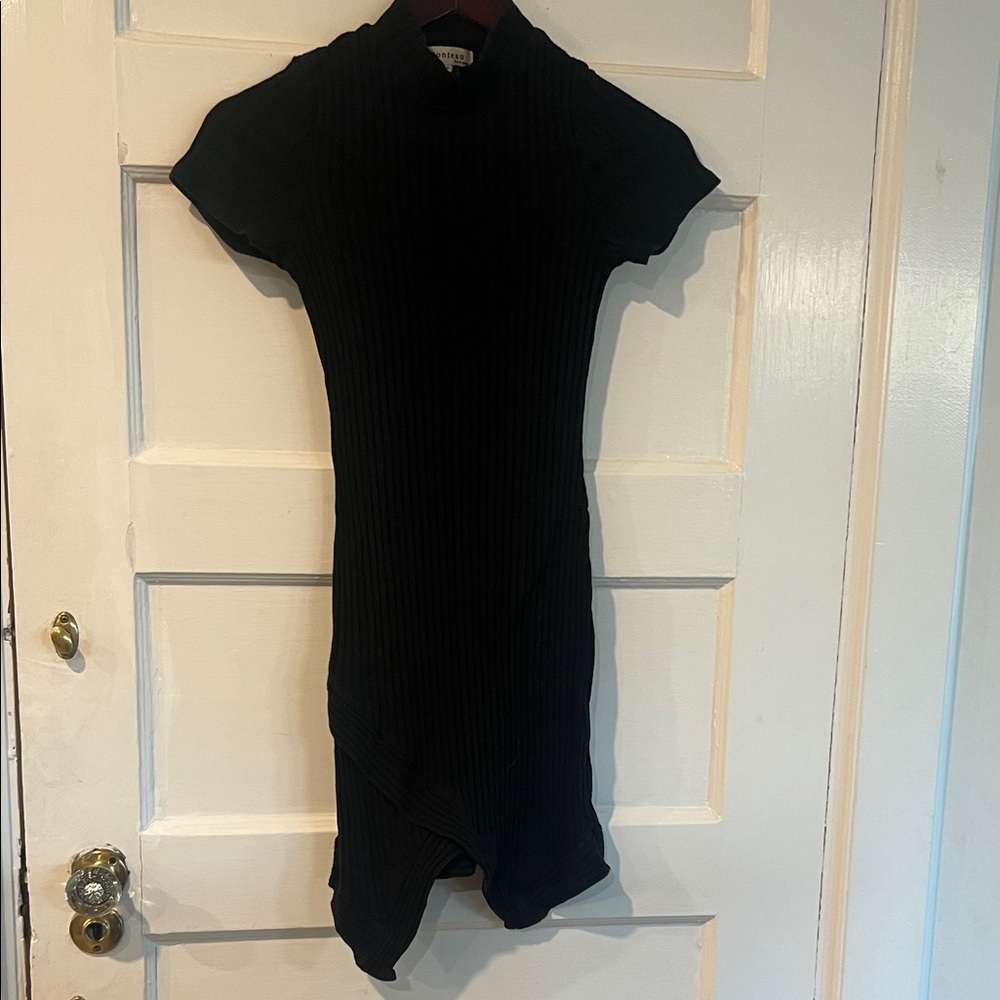 Monteau Black Textured Midi Dress